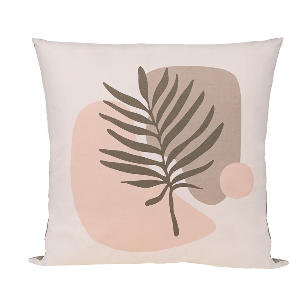 COTTON CUSHION LEAF PINK 45Χ45